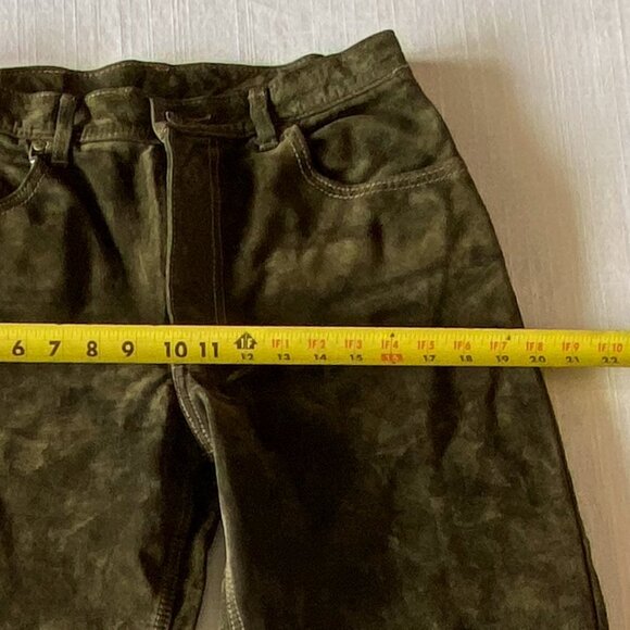 Vintage 2000s Suede Leather Pants - Size M - Wash & Wear Washable Suede - Picture 5 of 8